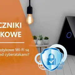 Nowoczesne włączniki dotykowe Wi-Fi i ich bezpieczeństwo przed cyberatakami. Logo DC Smart Home.