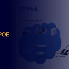 Schemat połączenia internetowego z wykorzystaniem PPPoE. Widoczny router, modem DSL, ISP i dostęp do Internetu.