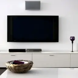 Nowoczesny salon z dużym telewizorem. Sprawdź nasz ranking telewizorów 75 cali, by wybrać najlepszy model do swojego domu.