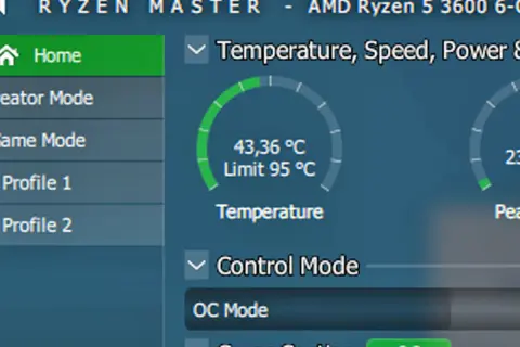 Monitoruj temperaturę procesora AMD Ryzen 5 3600, która wynosi 43,36°C. Program Ryzen Master pokazuje, jak sprawdzić temperaturę procesora.