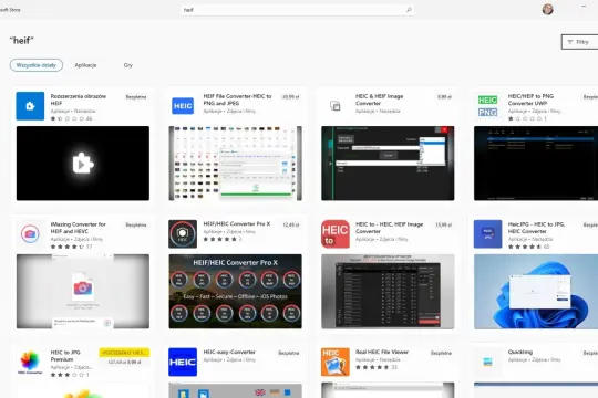 Sklep Microsoft Store oferuje wiele aplikacji do konwersji plików HEIC, takich jak "HEIC File Converter" czy "HEIC to JPG".