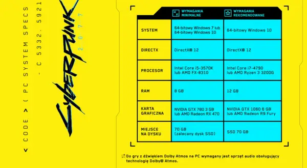 Cyberpunk 2077: poznaj wymagania minimalne i rekomendowane do gry. Sprawdź, czy Twój PC spełnia cyberpunk wymagania.