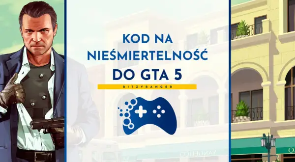 Michael z GTA 5 szuka kodu na nieśmiertelność. Grafika z kontrolerem i budynkami.