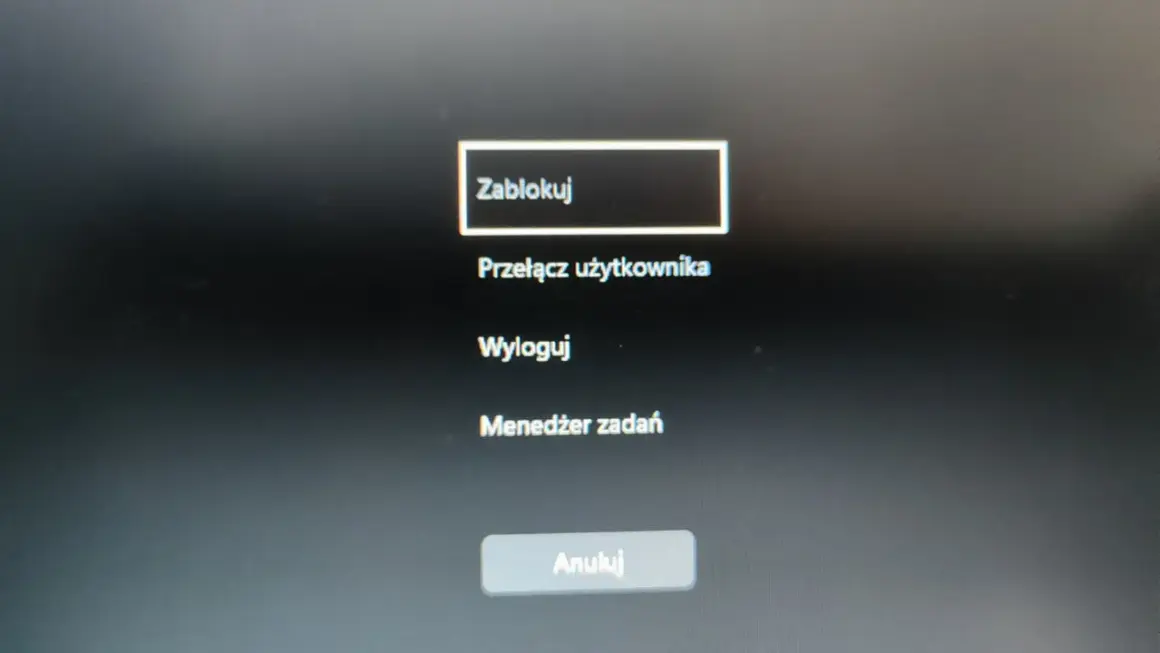 Ekran blokady systemu Windows: Zablokuj, Przełącz użytkownika, Wyloguj, Menedżer zadań. Jak po naciśnięciu ctrl alt delete.